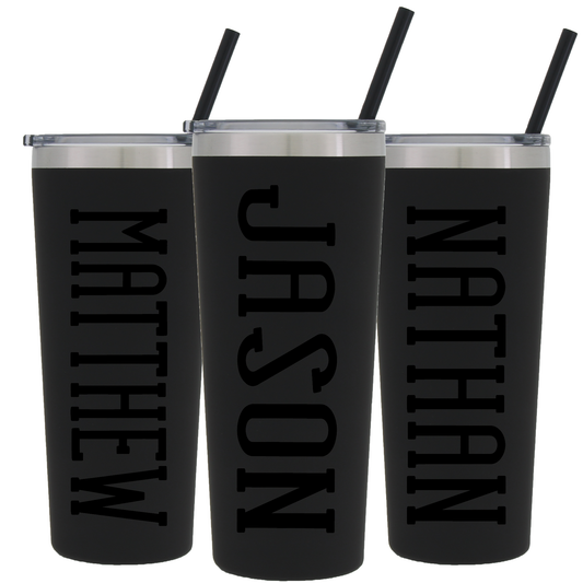 22 oz Personalized Black on Black Text - Vinyl Decal