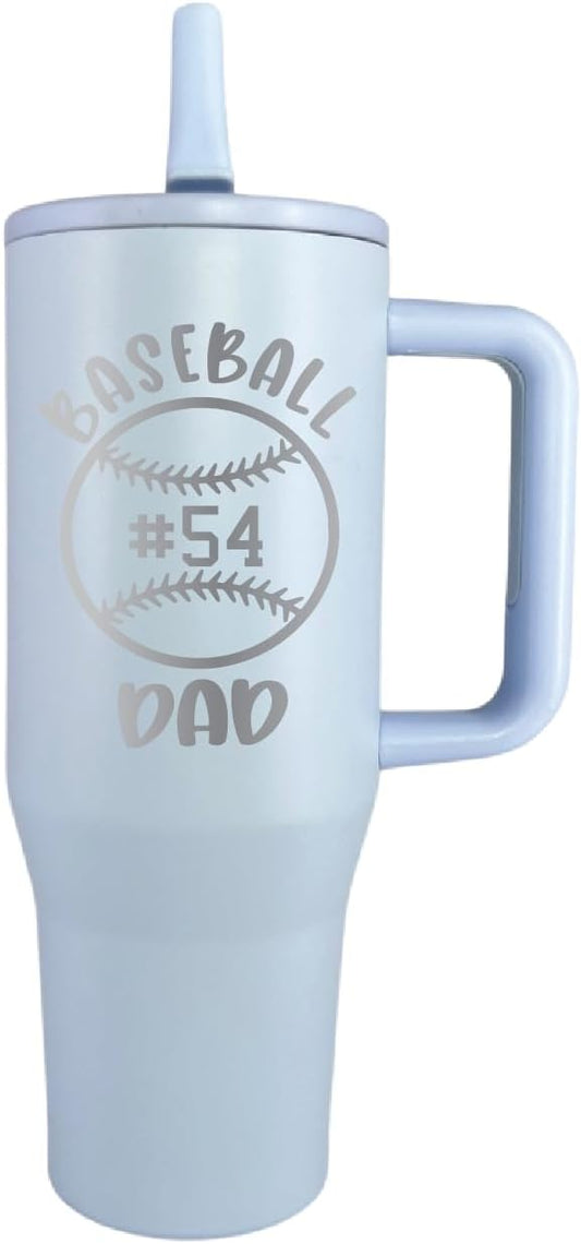 AVITO Personalized Baseball Tumbler - 40 oz Stainless Steel Tumbler With Handle - Laser Engraved - Umpire Gift, Team Gift