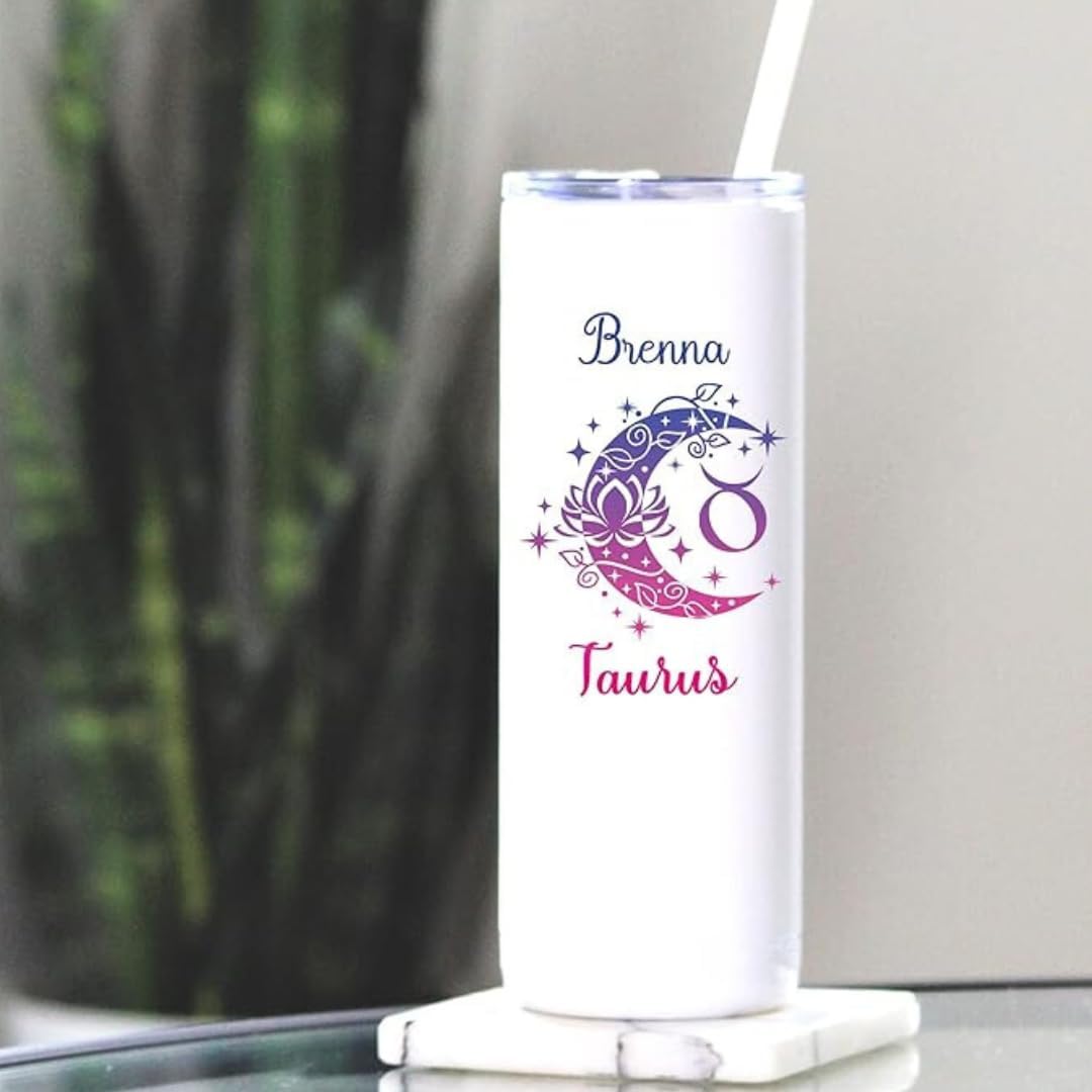 AVITO Personalized Astrology Tumbler - 20 oz Tumbler with Closing Lid and Straw - Zodiac Gift