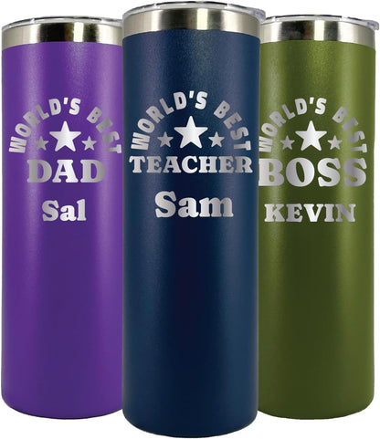 AVITO Personalized Appreciation Gift - Laser Engraved - Vacuum Insulated - 20 oz Tumbler with Lid and Straw - Worlds Best Boss Mug - Personalized World's Best Mug