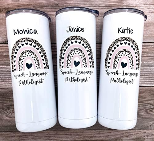 AVITO Personalized SLP 20oz Tumbler with Lid and Straw - Stainless Steel - Vacuum Insulated - Speech Language Pathologist Gift