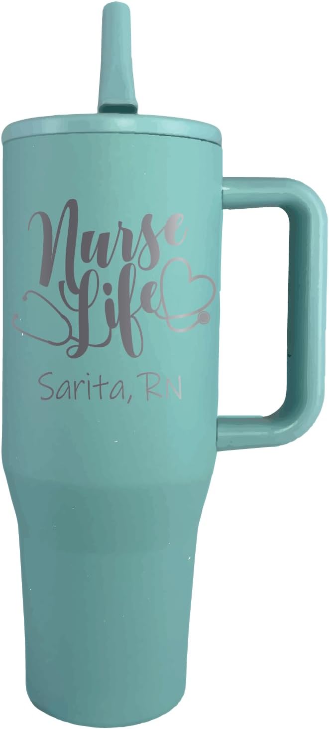 40 oz Personalized Nurse Tumbler - Laser Engraved