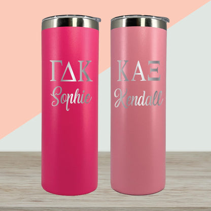 AVITO Personalized Sorority Tumbler - Laser Engraved - 20 oz Stainless Steel with Straw and Lid - Vacuum Insulated - Little and Big Gifts - Sorority Gift