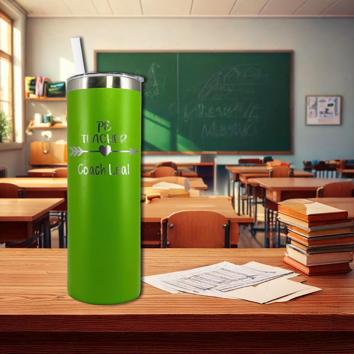 AVITO Personalized Teacher Tumbler - Laser Engraved - Vacuum Insulated - Stainless Steel - 20 oz Tumbler with Lid and Straw - Teacher Appreciation Gifts