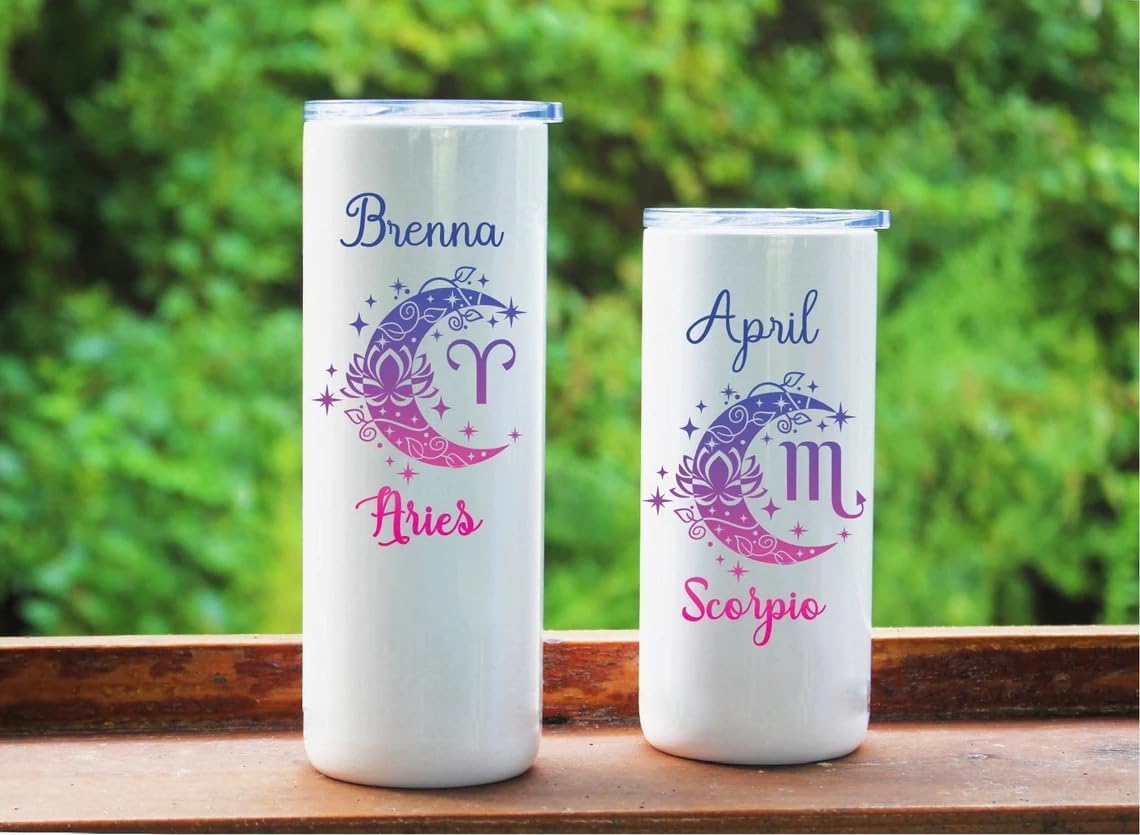 AVITO Personalized Astrology Tumbler - 20 oz Tumbler with Closing Lid and Straw - Zodiac Gift