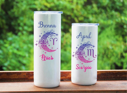 AVITO Personalized Astrology Tumbler - 20 oz Tumbler with Closing Lid and Straw - Zodiac Gift