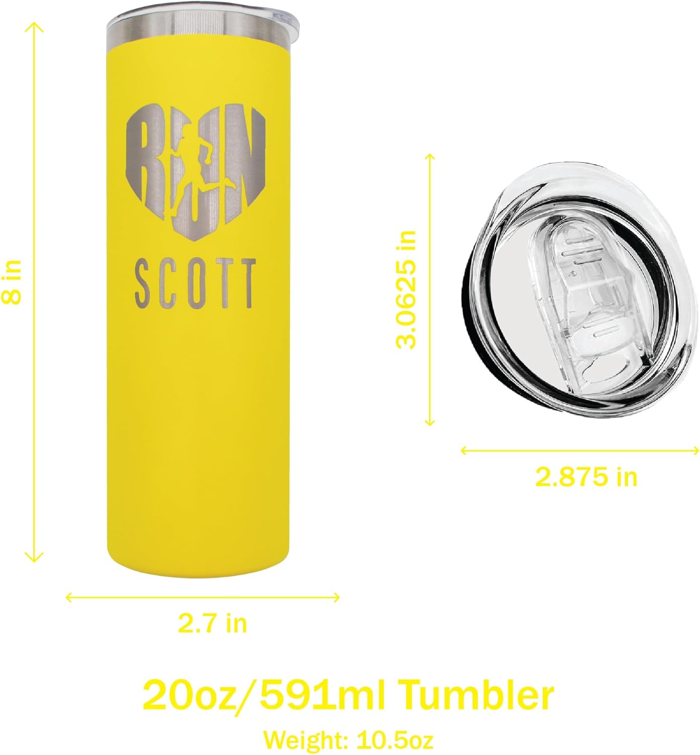 Personalized Running Gift - Laser Engraved - Stainless Steel - 20 oz Tumbler with Lid and Straw - Running Coach Tumbler - Cross Country Cup - Track Gift - Team Runner