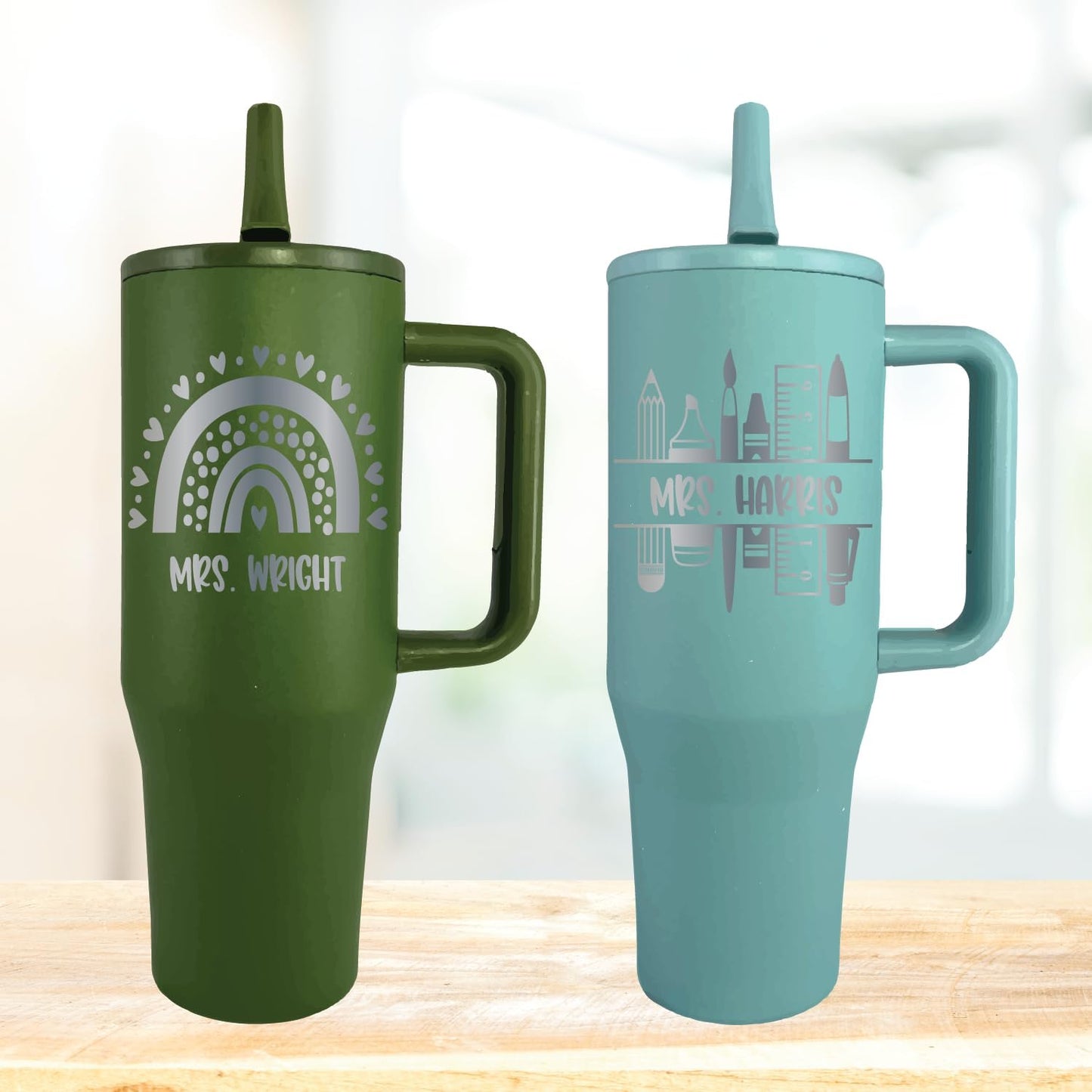 AVITO Personalized Gift - Laser Engraved - Vacuum Insulated - 40 oz Tumbler with Lid - Preschool Tumbler -Cup - Gift for Art Teacher