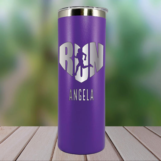 Personalized Running Gift - Laser Engraved - Stainless Steel - 20 oz Tumbler with Lid and Straw - Running Coach Tumbler - Cross Country Cup - Track Gift - Team Runner