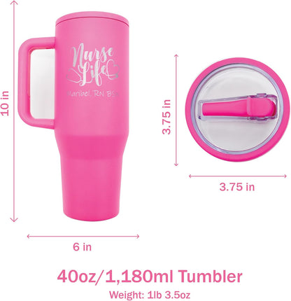 40 oz Personalized Nurse Tumbler - Laser Engraved