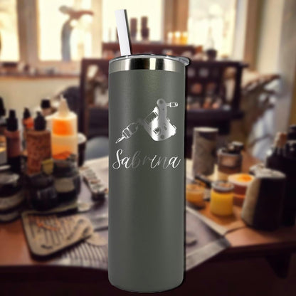 Personalized Tattoo Artist Tumbler - 20 oz Tumbler with Lid and Straw - Laser Engraved - Stainless Steel - Vacuum Insulated