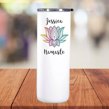 AVITO Personalized Yoga Gift, 20 oz with sliding lid Yoga Tumbler for Yogi, Yoga Teacher Cup, Namaste Gift, Lotus