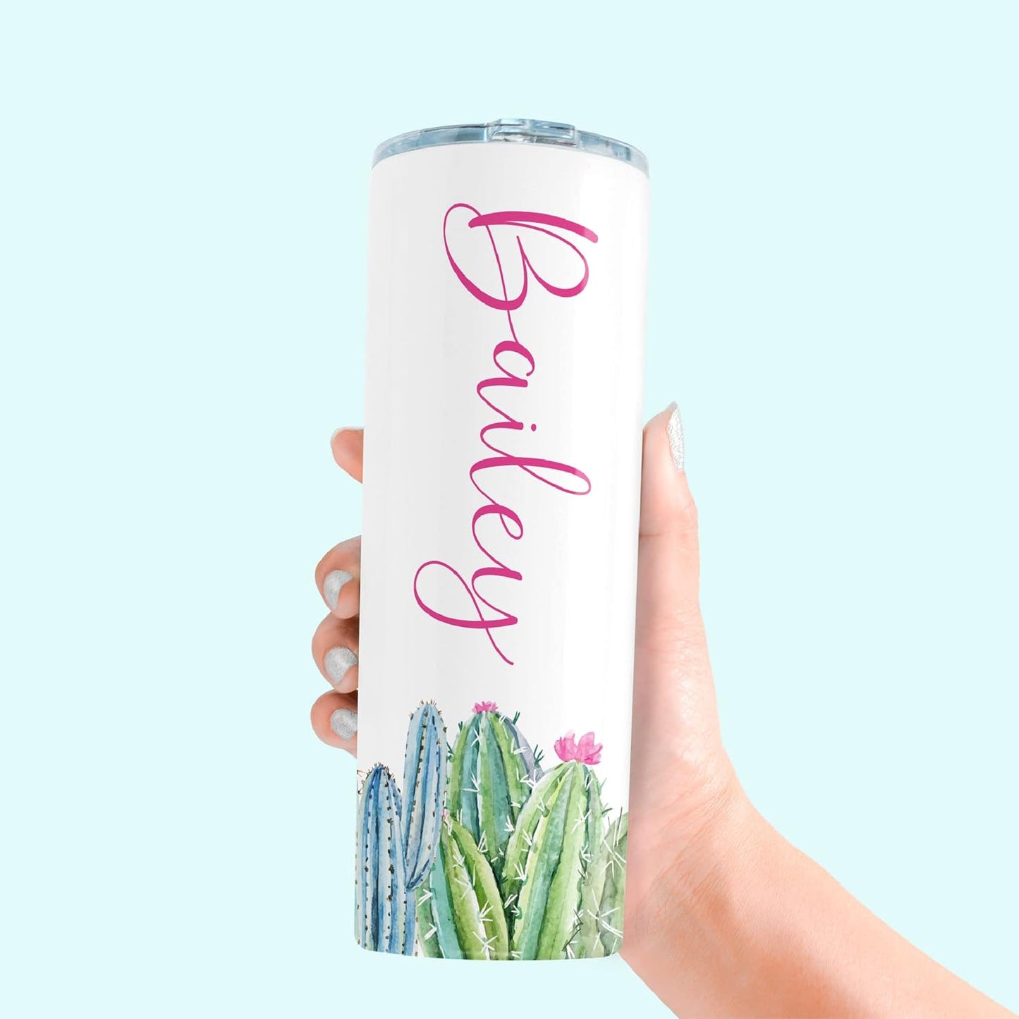 Personalized Cactus Tumbler, 20 oz Skinny Tumbler - Vacuum Insulated, Cactus Bachelorette Party, Family Vacation Tumbler, Girls Trip Cup, Custom Bridesmaid