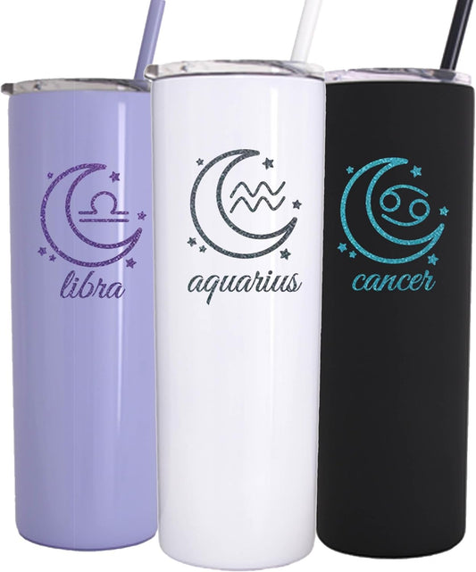 AVITO Personalized Astrology Tumbler - 20 oz Tumbler with Lid and Straw - Vinyl Decal - Vacuum Insulated - Stainless Steel