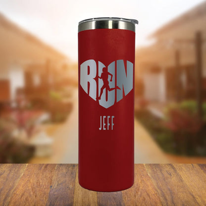 Personalized Running Gift - Laser Engraved - Stainless Steel - 20 oz Tumbler with Lid and Straw - Running Coach Tumbler - Cross Country Cup - Track Gift - Team Runner