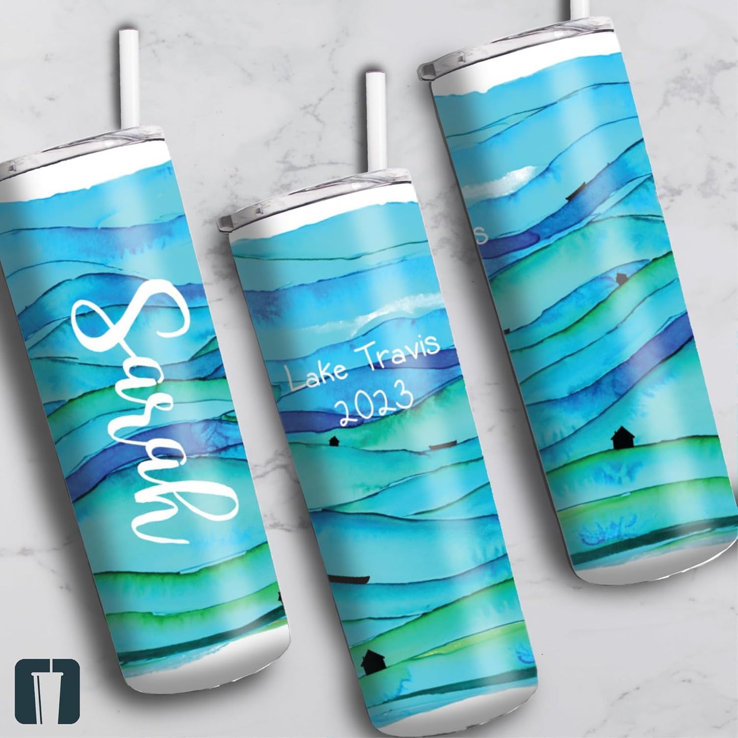 AVITO Personalized Lake Life Tumbler - 20oz Skinny Tumbler with Lid and Straw - Stainless Steel - Vaccum Insulated