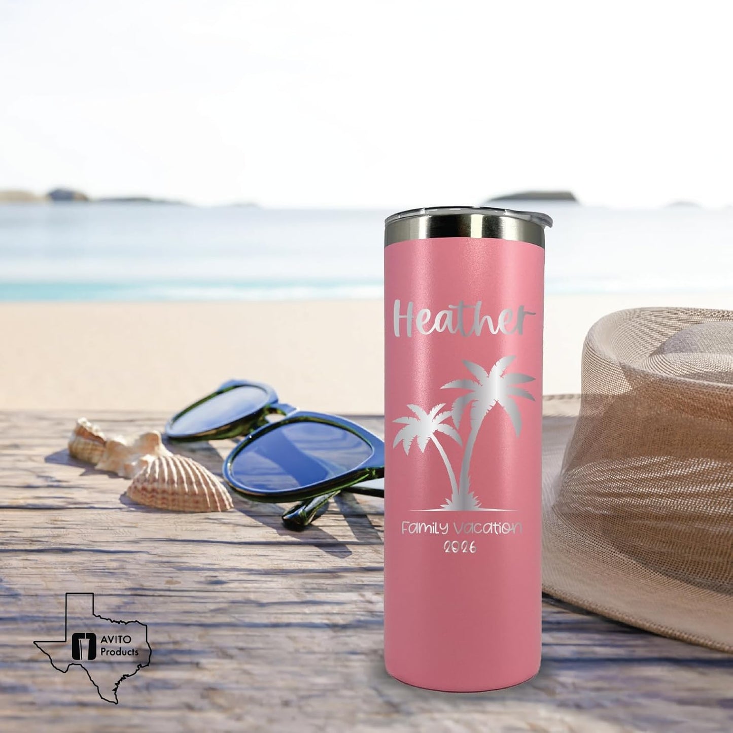 20 oz Personalized Vacation Tumbler, Tumbler with Lid and Straw, Family Vacation Cups, Beach Vacation Tumbler, 2022 Family Trip Gift, Bachelorette Trip, Girls Trip Gift