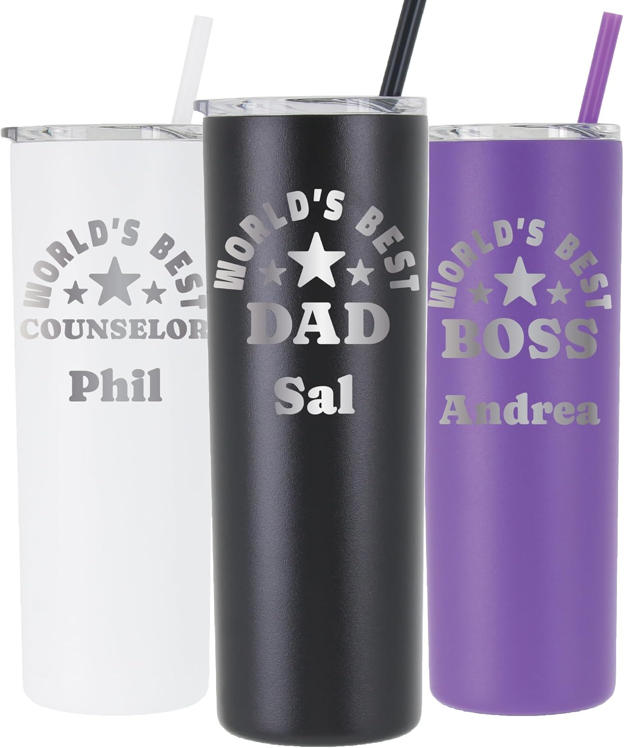 AVITO Personalized Appreciation Gift - Laser Engraved - Vacuum Insulated - 20 oz Tumbler with Lid and Straw - Worlds Best Boss Mug - Personalized World's Best Mug