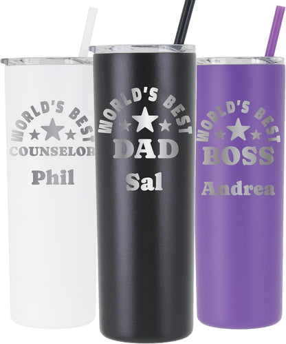 AVITO Personalized Appreciation Gift - Laser Engraved - Vacuum Insulated - 20 oz Tumbler with Lid and Straw - Worlds Best Boss Mug - Personalized World's Best Mug