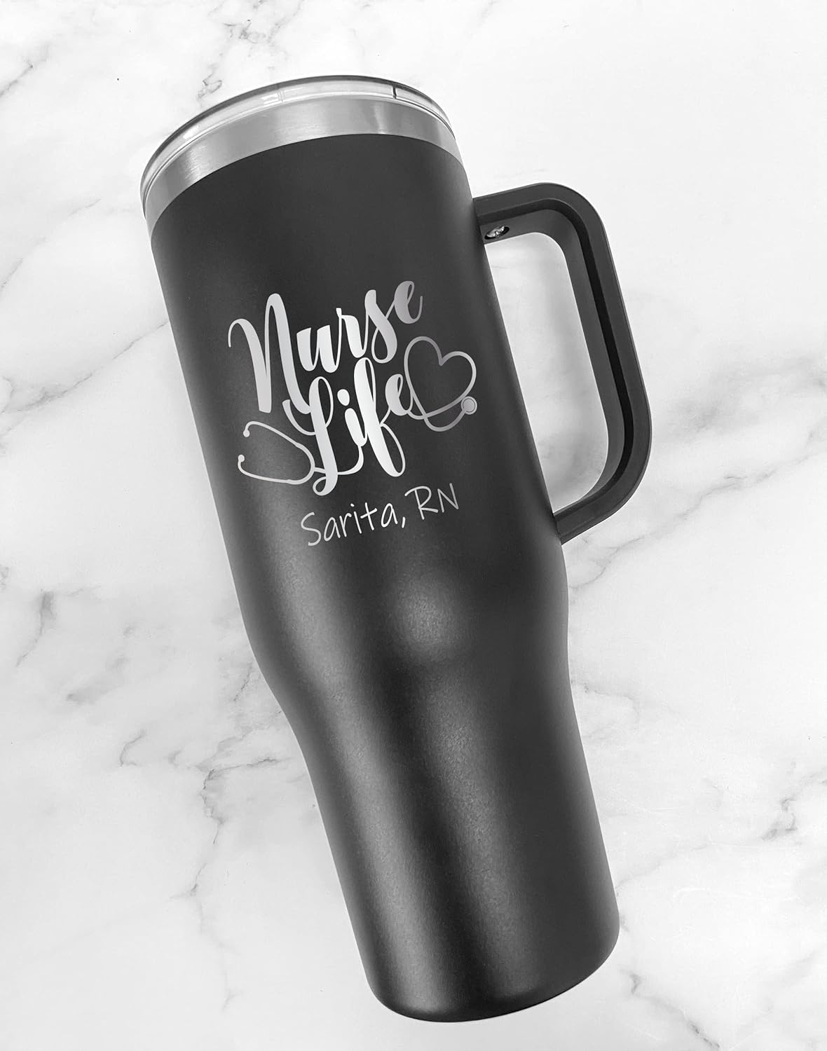 40 oz Personalized Nurse Tumbler - Laser Engraved