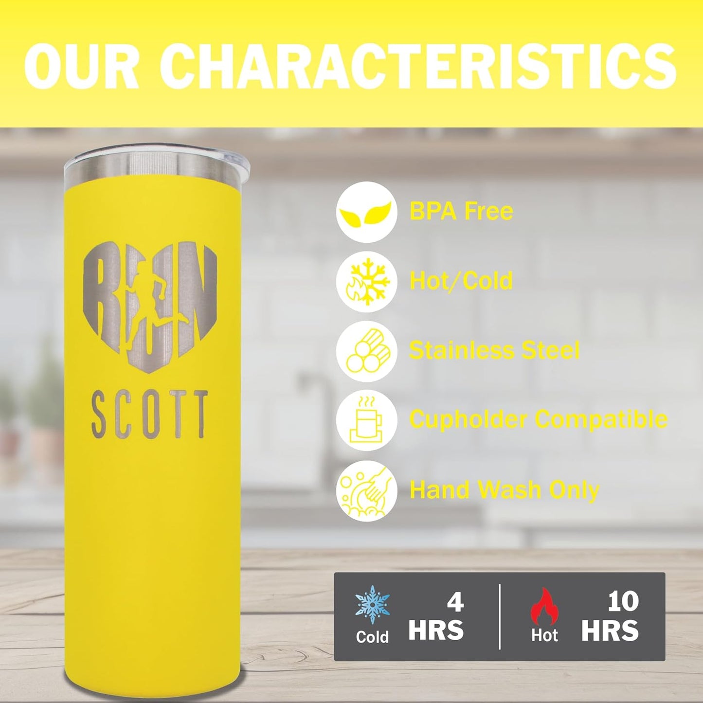 Personalized Running Gift - Laser Engraved - Stainless Steel - 20 oz Tumbler with Lid and Straw - Running Coach Tumbler - Cross Country Cup - Track Gift - Team Runner