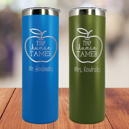 AVITO Personalized 20oz Teacher 'Tiny Human Tamer' Tumbler - Laser Engraved - Stainless Steel - Vacuum Insulated