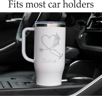 40 oz Personalized Nurse Tumbler - Laser Engraved