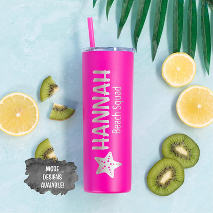 AVITO Personalized Beach Trip Tumbler - 20 oz Tumbler with Lid and Straw - Laser Engraved - Girl's Trip