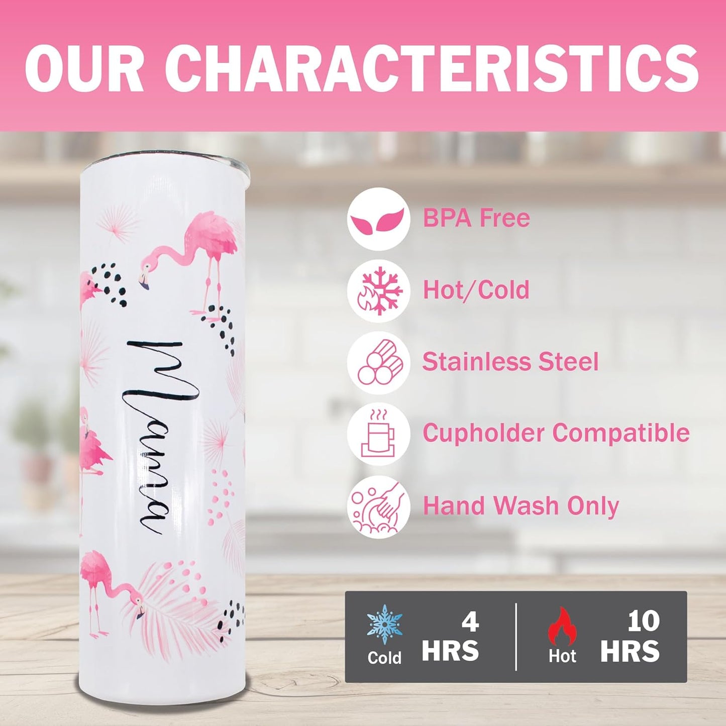 AVITO Stainless Steel Insulated Tumbler 20oz Flamingo | Personalized | Bridesmaid Gift | Vacation