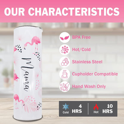 AVITO Stainless Steel Insulated Tumbler 20oz Flamingo | Personalized | Bridesmaid Gift | Vacation