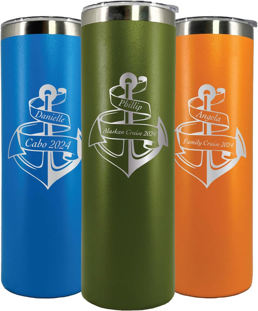 AVITO Personalized Cruise Tumbler - 20 oz Tumbler with Lid and Straw - Laser Engraved - Vacuum Insulated - Stainless Steel