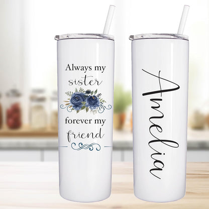 AVITO Personalized Sister Tumbler - 20oz Tumbler with Lid and Straw - Stainless Steel - Vacuum Insulated
