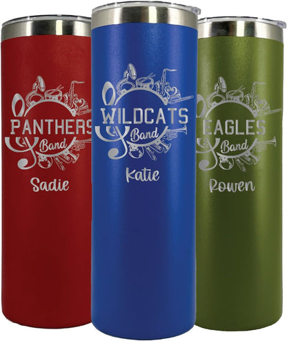 AVITO Personalized Marching Band Tumbler - Laser Engraved - Vacuum Insulated - Stainless Steel - 20 oz Tumbler with Lid and Straw - Band Director Gift - Band Gifts