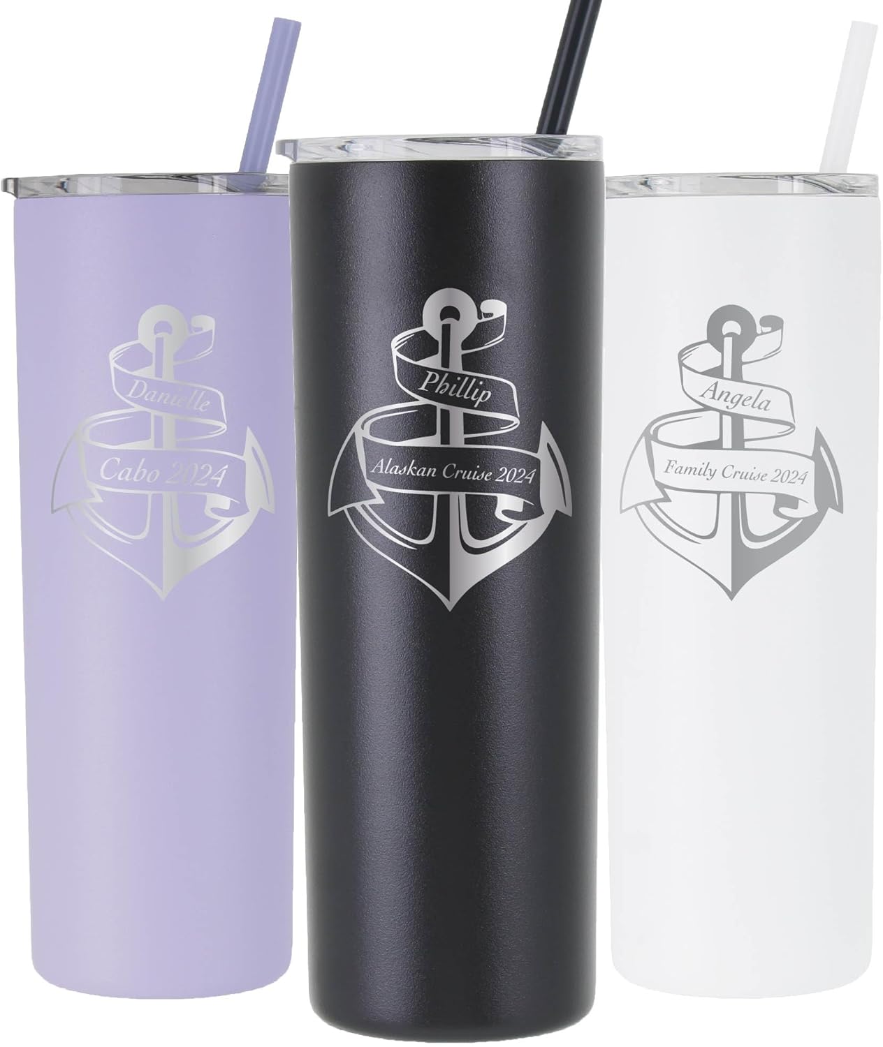 AVITO Personalized Cruise Tumbler - 20 oz Tumbler with Lid and Straw - Laser Engraved - Vacuum Insulated - Stainless Steel