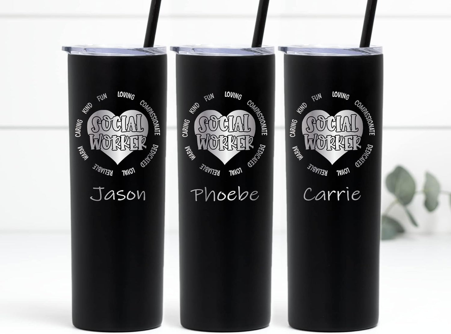 AVITO Personalized Social Worker Gift - Laser Engraved - Vacuum Insulated - 20 oz Tumbler with Lid and Straw - Social Work Tumbler - Social Worker Cup - Social Work