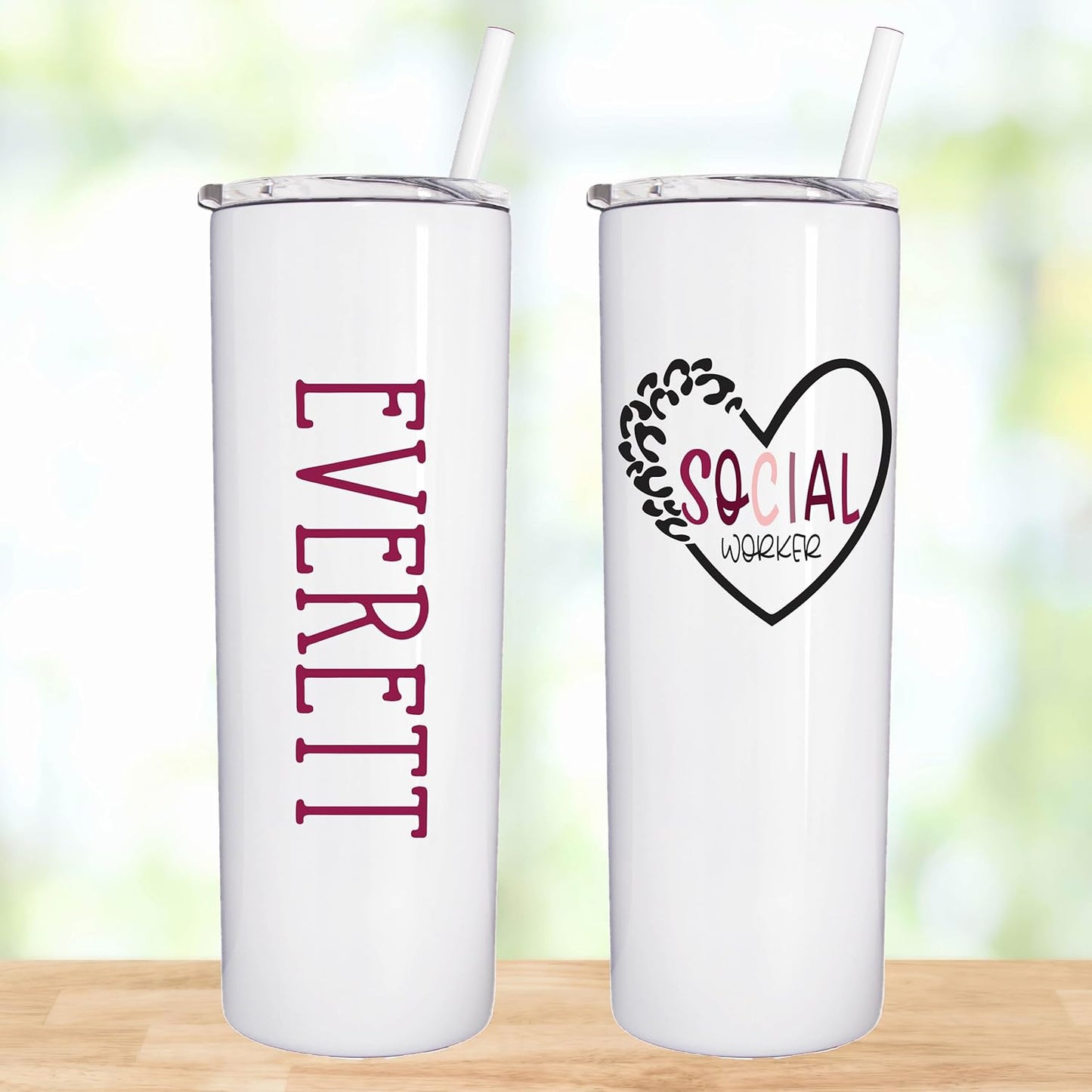 AVITO Personalized Social Worker Tumbler - 20 oz Tumbler with Closing Lid and Straw - Gift for Social Worker