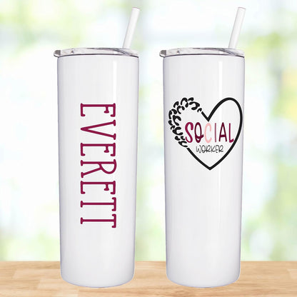 AVITO Personalized Social Worker Tumbler - 20 oz Tumbler with Closing Lid and Straw - Gift for Social Worker