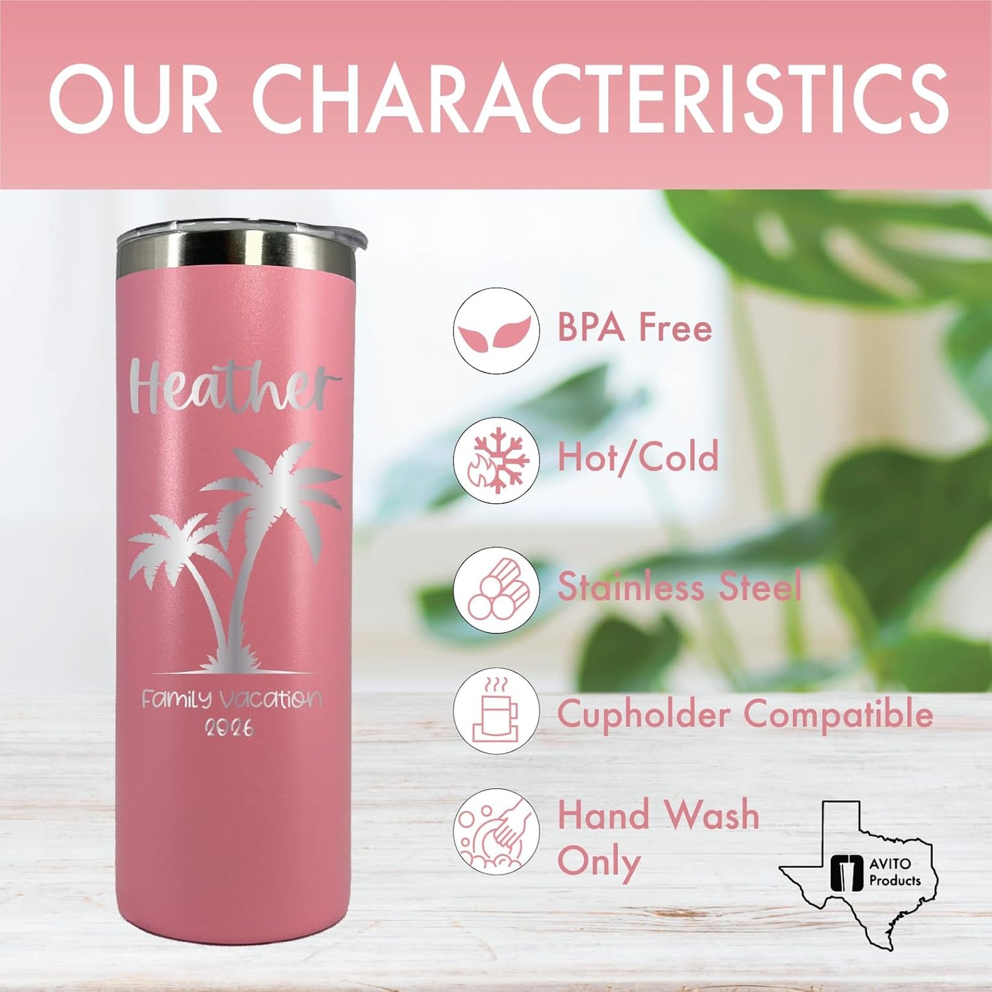 20 oz Personalized Vacation Tumbler, Tumbler with Lid and Straw, Family Vacation Cups, Beach Vacation Tumbler, 2022 Family Trip Gift, Bachelorette Trip, Girls Trip Gift