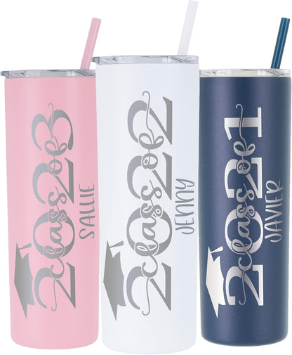 AVITO 20 oz Personalized Graduation Tumbler, Class of 2025 | Laser Engraved | Keepsake | Senior 2025 | Grad Gift for Him Her