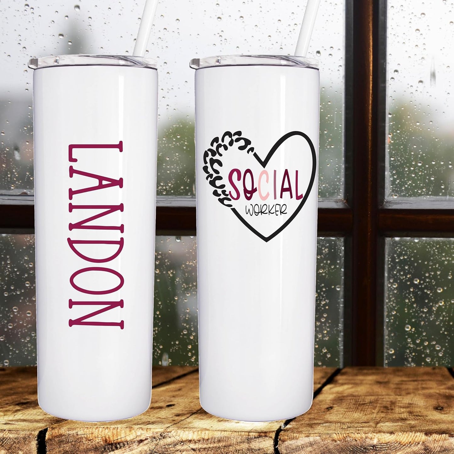 AVITO Personalized Social Worker Tumbler - 20 oz Tumbler with Closing Lid and Straw - Gift for Social Worker