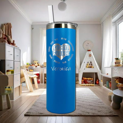 AVITO Personalized Social Worker Gift - Laser Engraved - Vacuum Insulated - 20 oz Tumbler with Lid and Straw - Social Work Tumbler - Social Worker Cup - Social Work