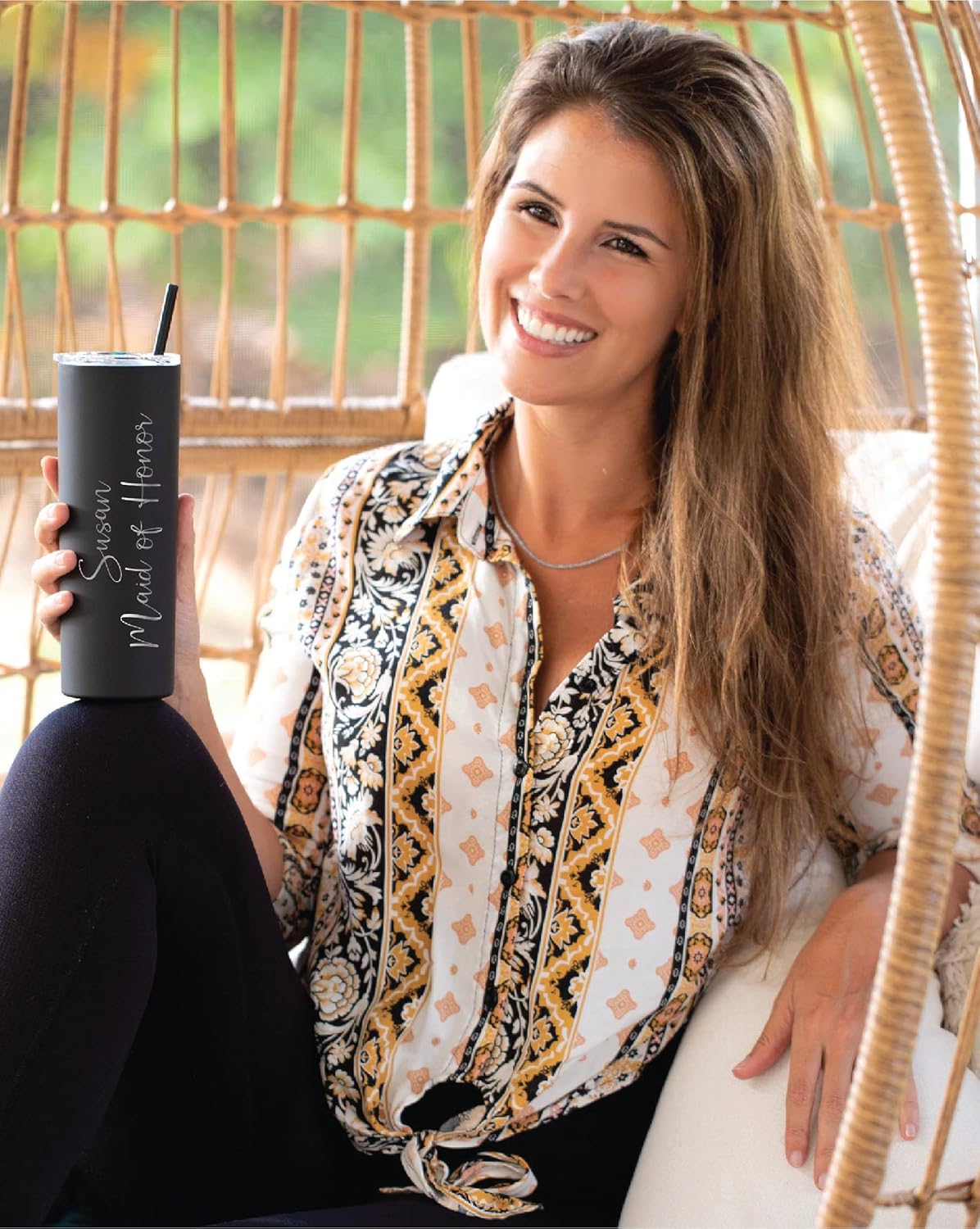 AVITO Personalized Tumbler - Laser Engraved - 20 oz Stainless Steel Skinny Tumbler - Includes Straw and Lid - Vacuum Insulated - Personalized Gift for Bride, Bridal Party, Birthday, Teacher
