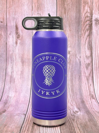 AVITO Pineapple Club Tumbler | 32 oz Stainless Steel Water Bottle | Insulated | Laser Engraved | Sports and Travel Gift