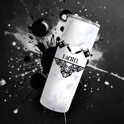 Personalized Tattoo Artist Tumbler - 20 oz Skinny Tumbler - Includes Lid and Straw - Stainless Steel - Vacuum Insulated