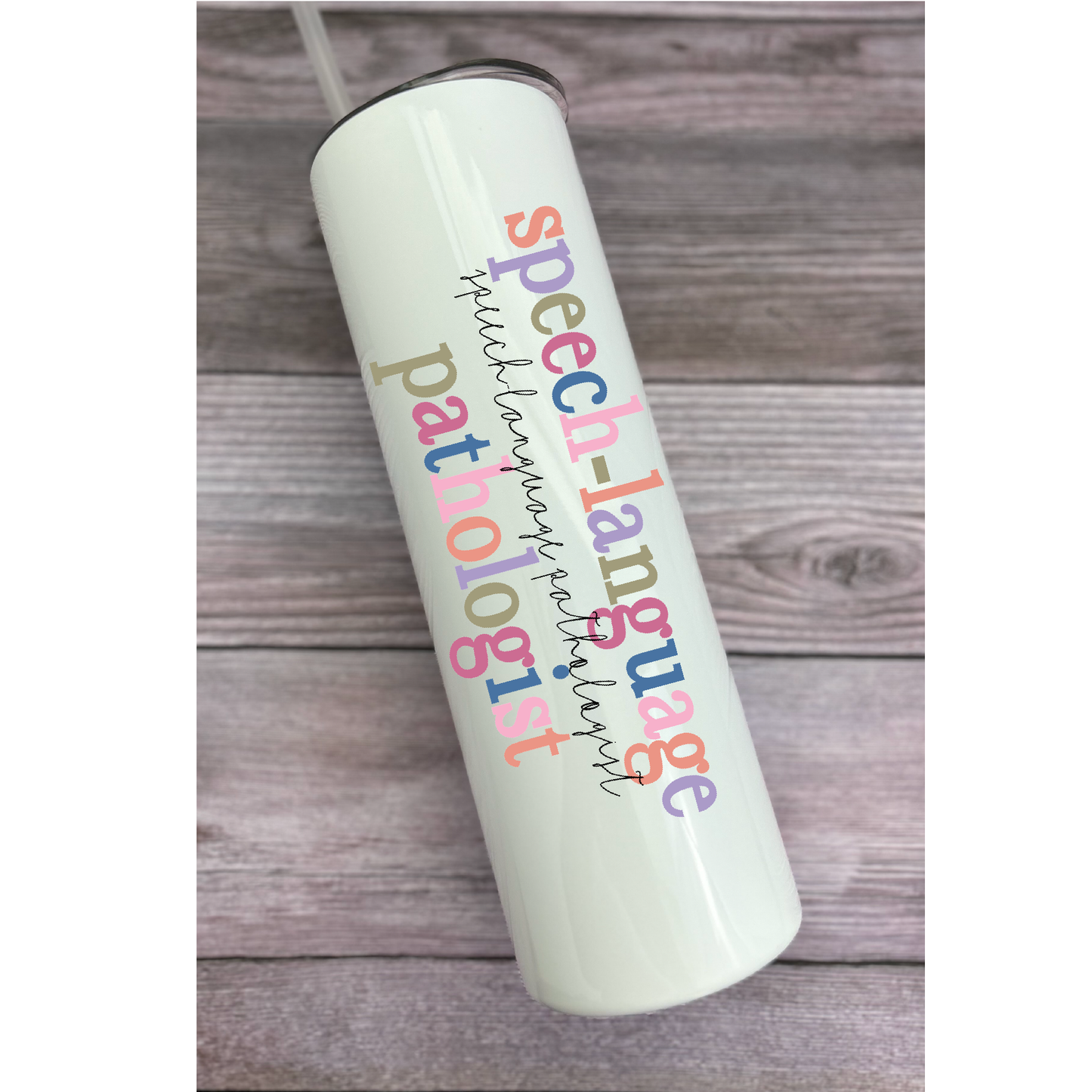 30 oz Personalized SLP Rainbow Letters Tumbler