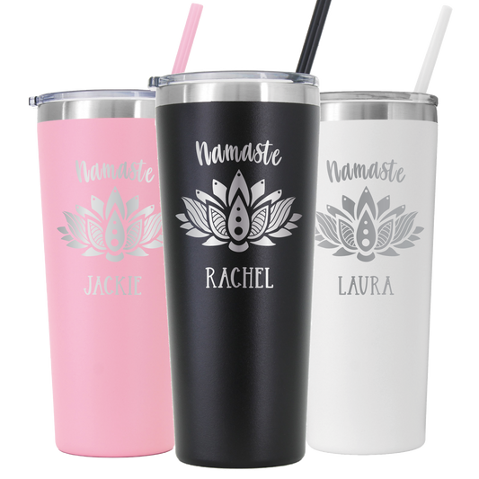 22 oz Personalized Yoga Tumbler - Laser Engraved