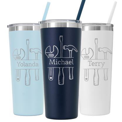 22 oz Personalized Mechanic Tumbler - Laser Engraved