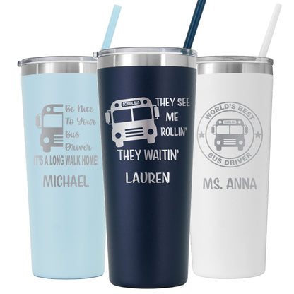 Vaso de conductor de autobús personalizado de 22 oz - Grabado con láser