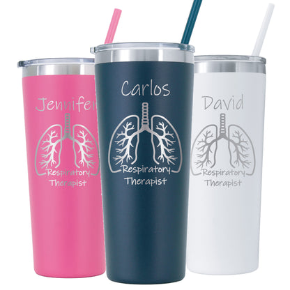 Vaso personalizado para terapeuta respiratorio de 22 oz - Grabado con láser