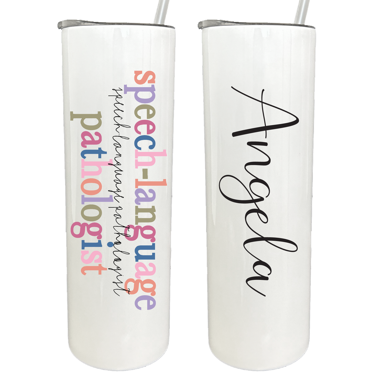 30 oz Personalized SLP Rainbow Letters Tumbler